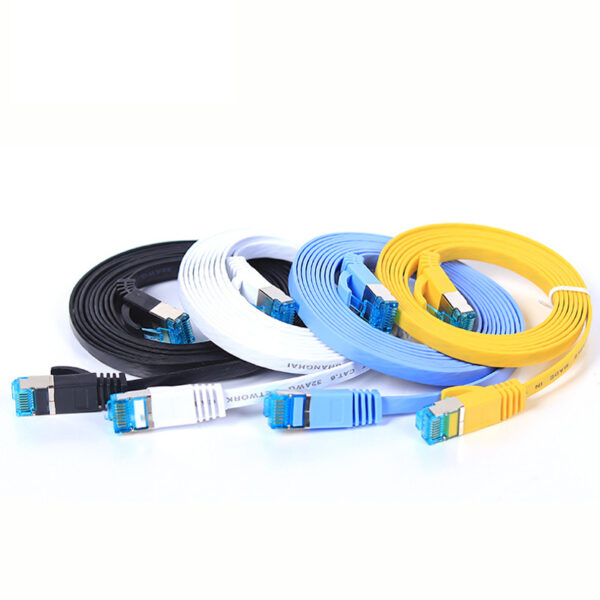 Flat RJ45 Cable - CAT6 Ethernet Patch Cord for Computer, Router, Laptop, 0.2-100 Meter Length with Copper Conductor