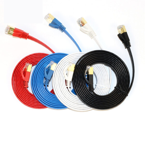 Câble Ethernet pour ordinateur en cuivre pur plat blindé de haute qualité Cat7, de couleur, pour routeur de réseau haut débit