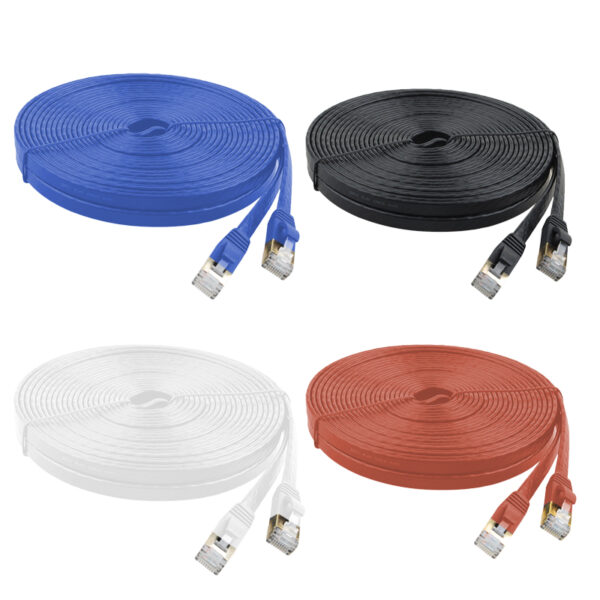 Câble Ethernet pour ordinateur en cuivre pur plat blindé de haute qualité Cat7, de couleur, pour routeur de réseau haut débit - Image 8